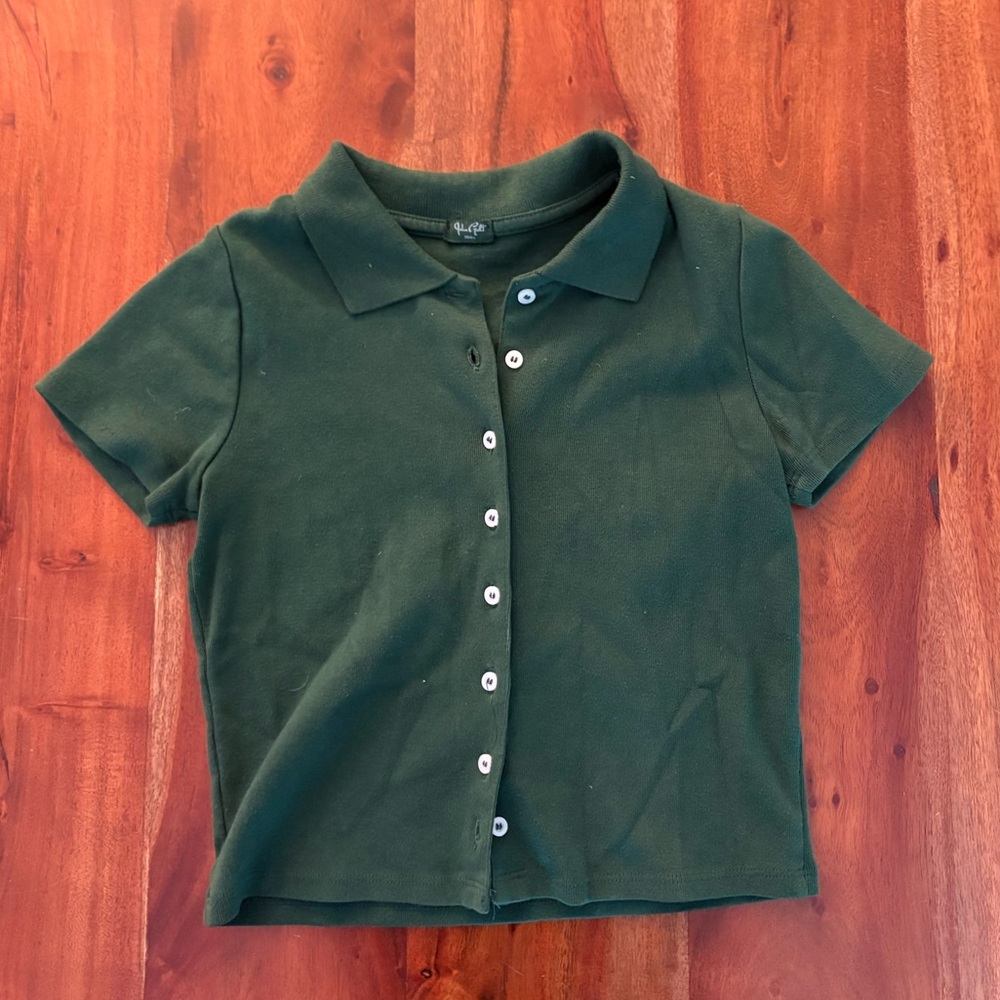 John Galt USA Women’s Crop Button Collar Crop Top Size Small Brandy Melville